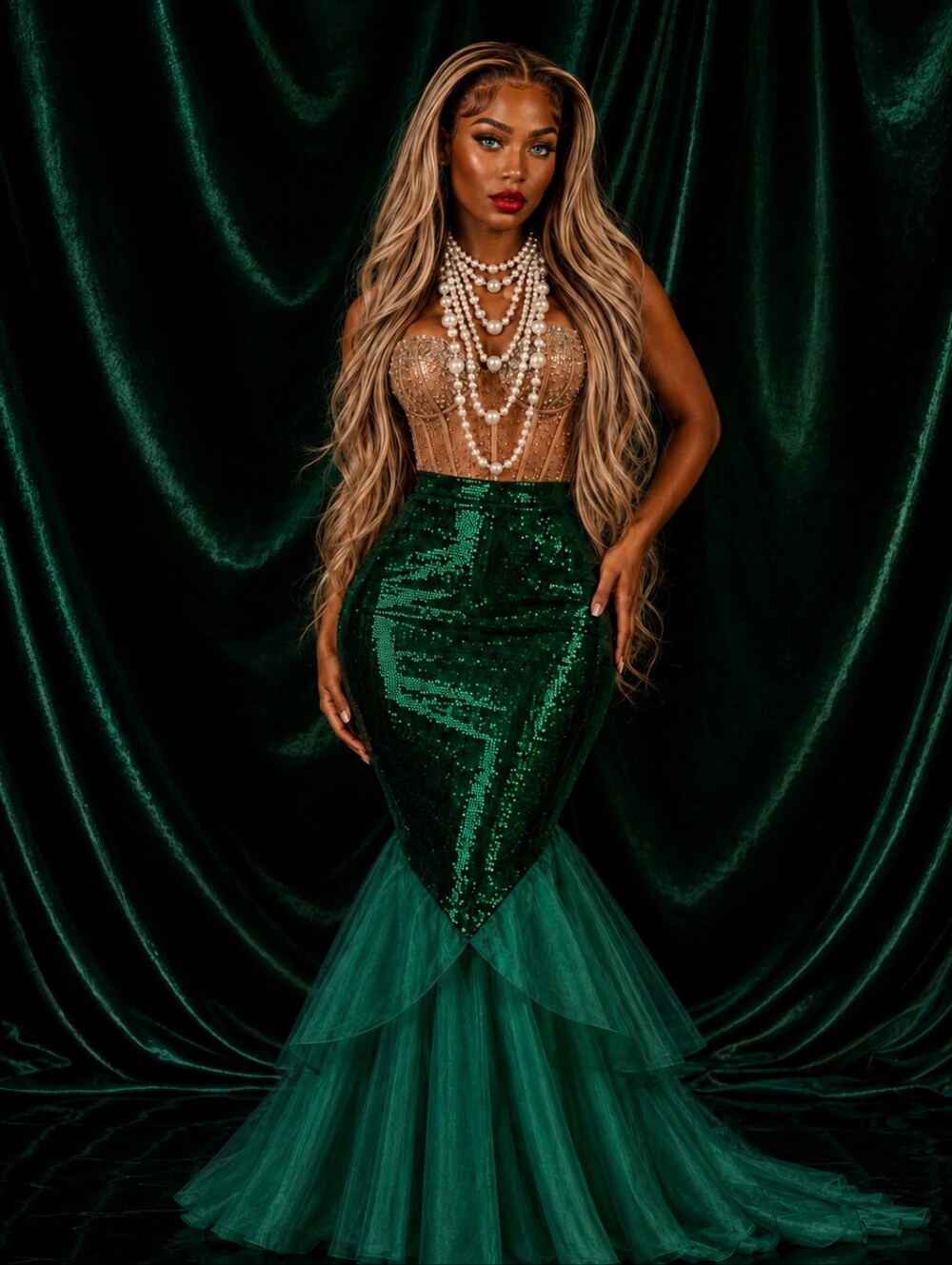 💋SEQUINED FLOOR-LENGTH MERMAID CUT SKIRT!!! LAST! - Picture 2 of 10
